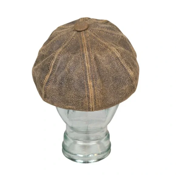 USA newyork hat co. suède Newsboy cap Vintage New York Hat Co Newsboy Leather Hat 90s Y2K USA Suede